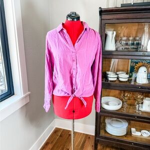 Cloth & Stone Boho Tencel Tie-Front Button Down Long Sleeve Shirt Size M
